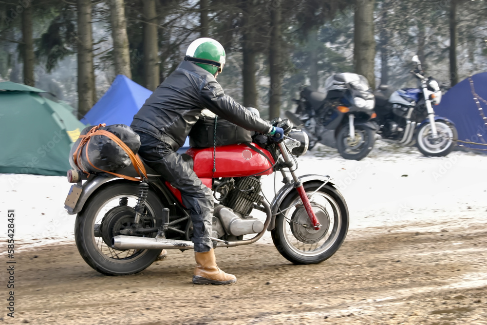 motorcycle on snow covered road