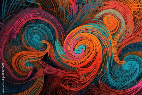 Colorful spiral lines background pattern  Generative AI