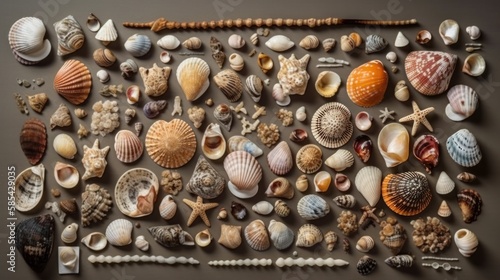 Knolling Seashell Collection - Generative AI © AI Visual Vault