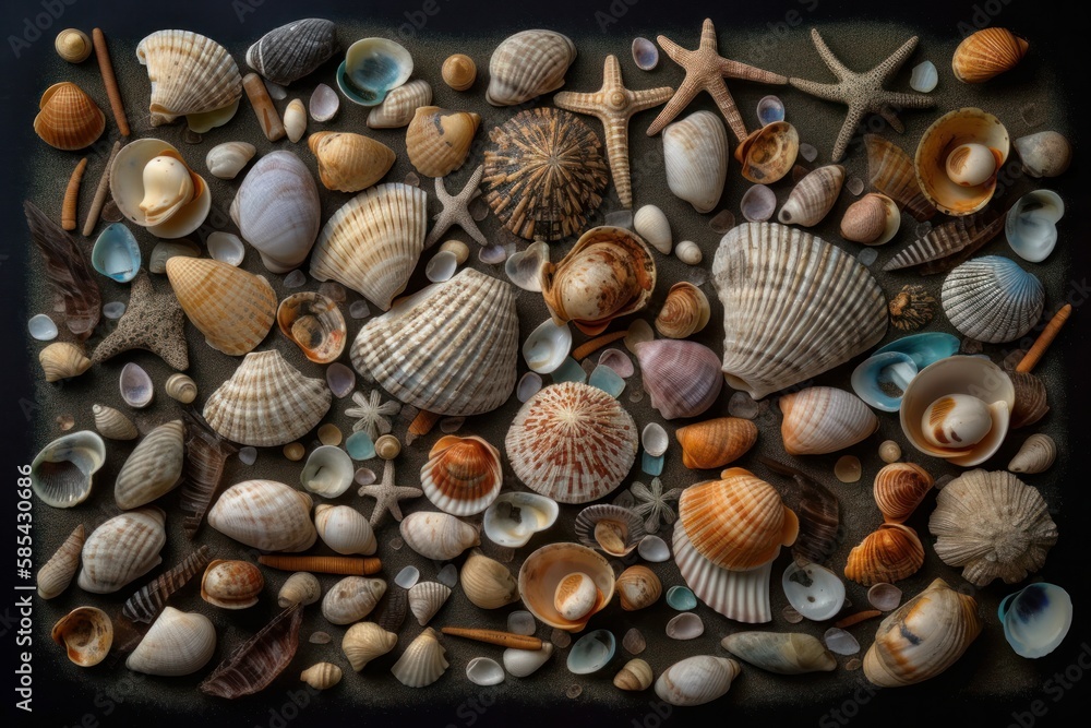 Knolling Seashell Collection - Generative AI