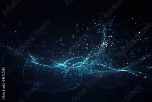 Dark blue and glow particle abstract background. , Generative AI