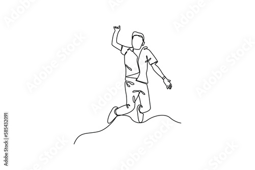 Single one-line drawing a healthy living man. World health day concept. Continuous line drawing design graphic vector illustration.