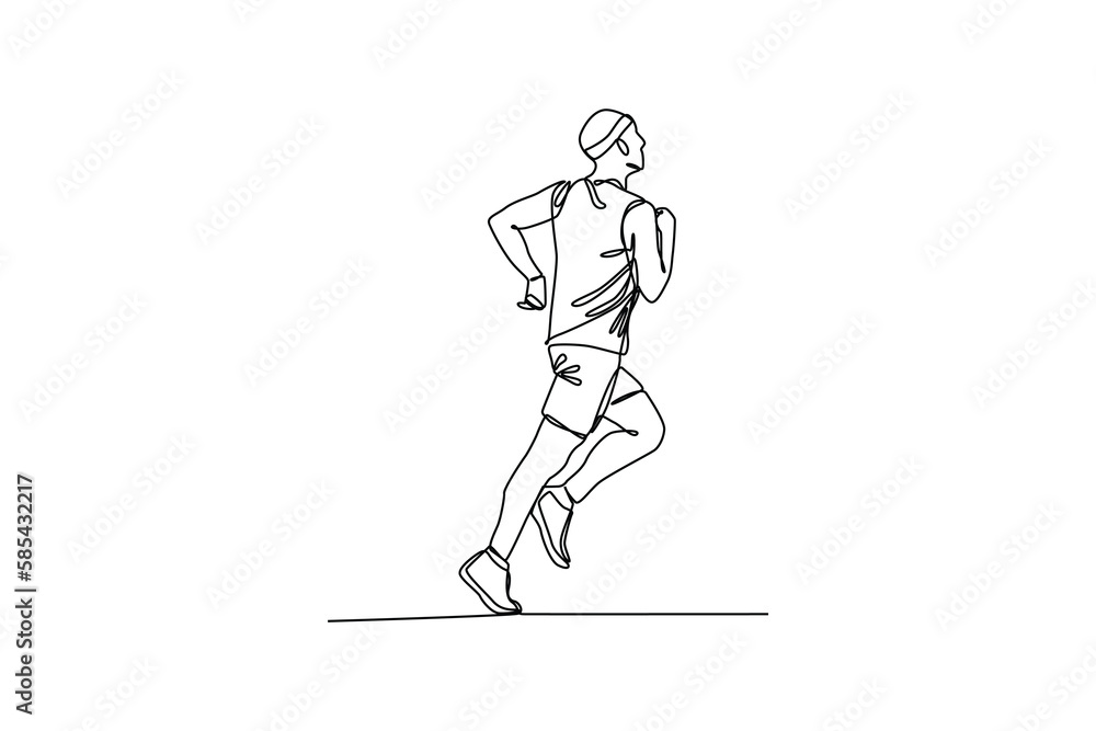 Single one-line drawing men jogging for health. World health day concept. Continuous line drawing design graphic vector illustration. Single one-line drawing men jogging for health. World health day concept. Continuous line drawing design graphic vector illustration.