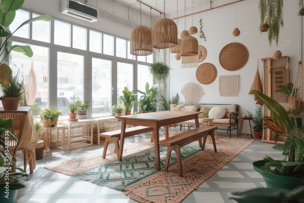 Fototapeta premium Bangi, Malaysia September 19, 2022 Plant Filled Caravan Café. Generative AI