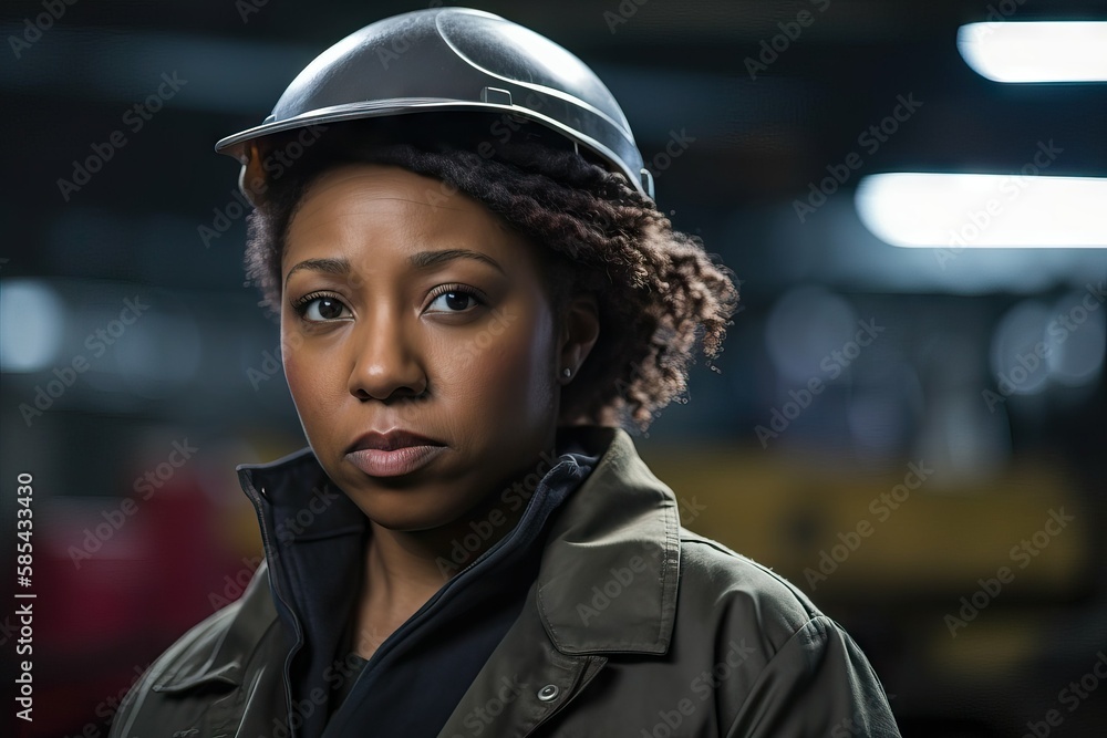 Portrait of determined black woman factory worker Portrait of determined black woman factory worker