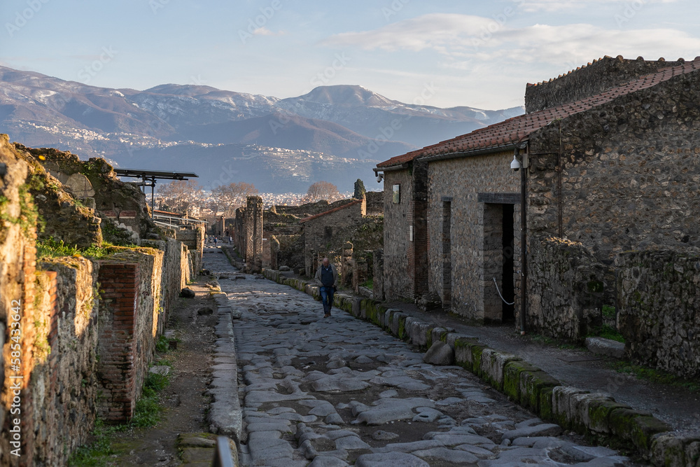 Old street in ancient city Pompeii (Italy)