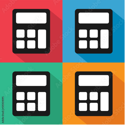 Set of Calculator icon, mathematics web button vector illustration. Internet website finance technology design