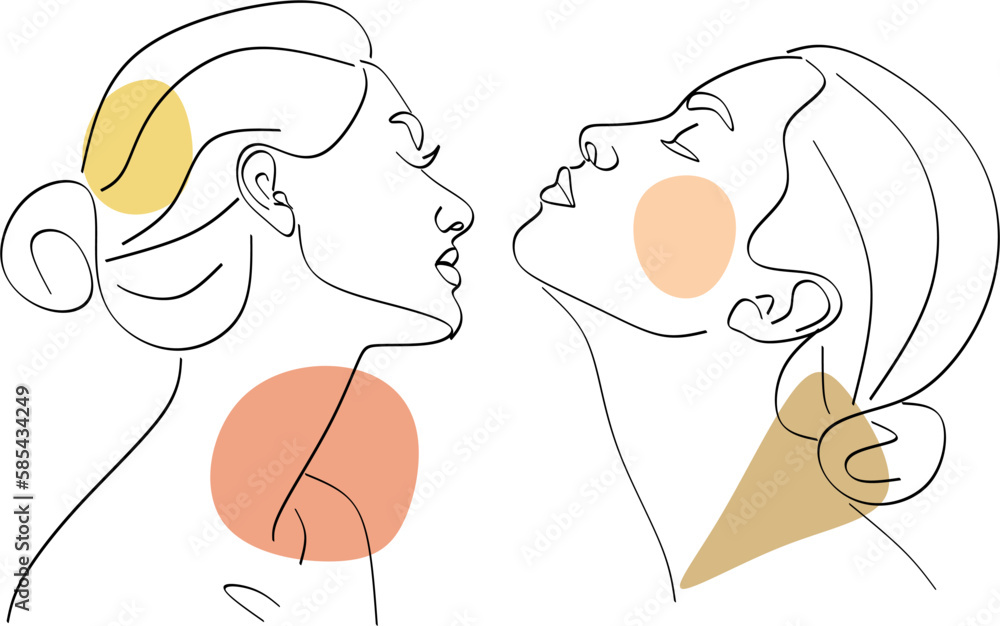 Obraz premium Abstract girl face continuous one line drawing minimalism design isolated on white background