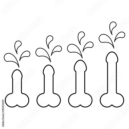 Set of Man anatomy organ, penis pictogram icon, masculine genital web graphic vector illustration