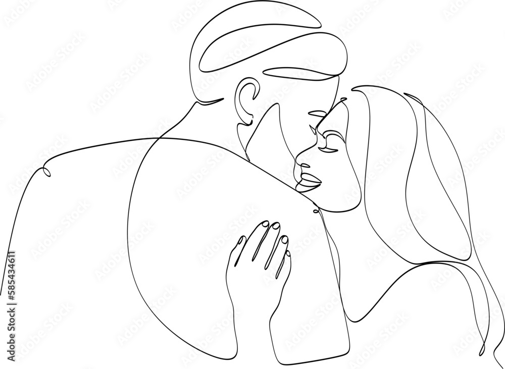 Line art of a kissing couple. Line drawing of a man and a woman in love. Valentine's Day minimalistic modern card illustration. Wedding logo. Romantic postcard. Love concept. Fall in love. Line art of a kissing couple. Line drawing of a man and a woman in love. Valentine's Day minimalistic modern card illustration. Wedding logo. Romantic postcard. Love concept. Fall in love.
