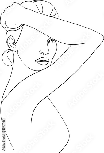 Female body line drawing. Female figure creative modern abstract line drawing. Vector minimalist design for wall art, print, card, poster.