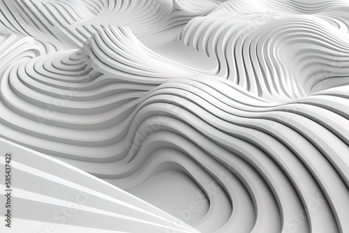 White stripe pattern futuristic background. 3d render illustration, Generative AI