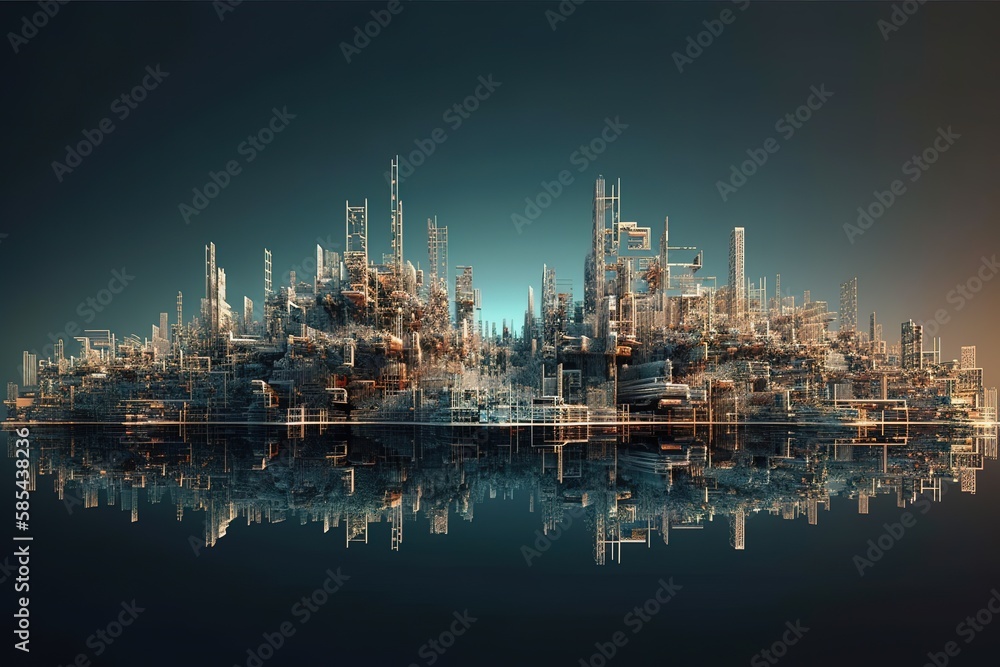 Horizontal panorama 3d rendering, Generative AI