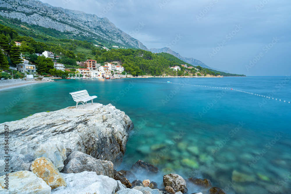 evening in Brela on Makarska riviera in Dalmatia in Croatia