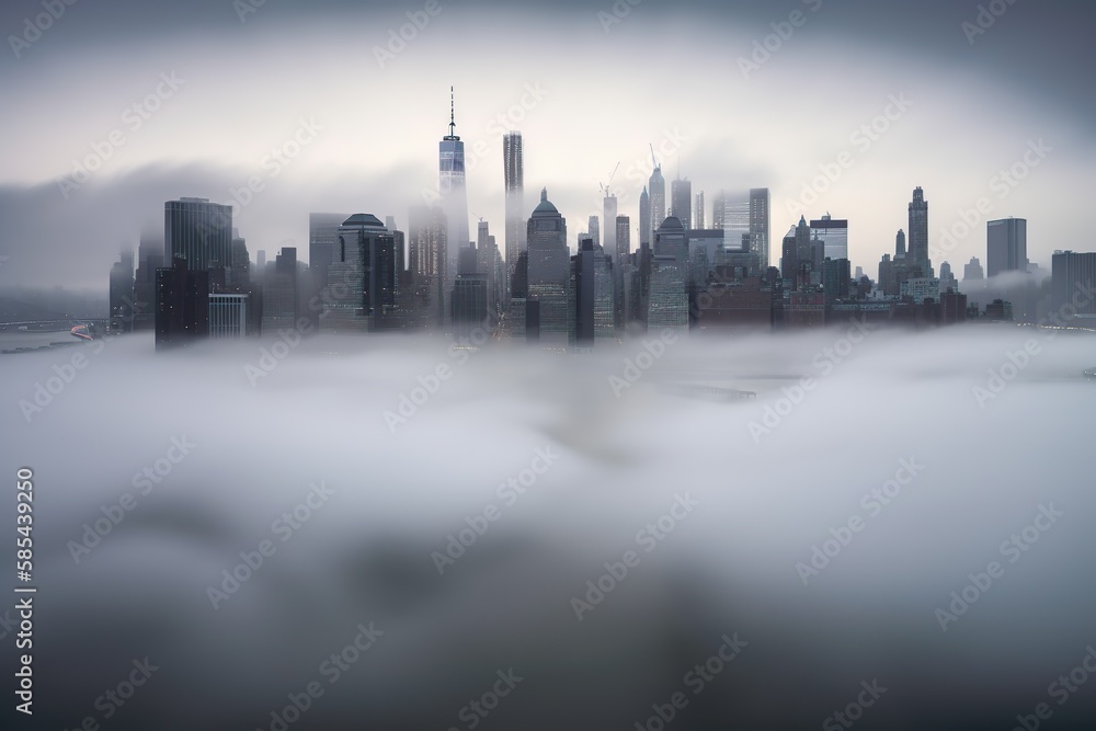 Ethereal glow of city lights enhanced by natural fog filter Ethereal glow of city lights enhanced by natural fog filter