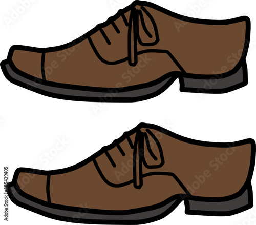 横から見た茶色い革靴のイラスト
