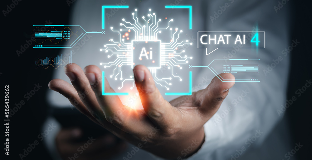 Digital chatbot,Ai tech,robot application,conversation assistant,Businessman holding virtual graphic Global Internet connect Chatbot Chat with AI.Artificial Intelligence software automation technology Digital chatbot,Ai tech,robot application,conversation assistant,Businessman holding virtual graphic Global Internet connect Chatbot Chat with AI.Artificial Intelligence software automation technology