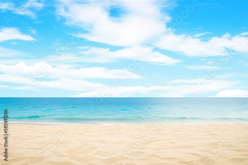 Beautiful empty tropical beach and sea landscape background. Created with Generative AI Technology