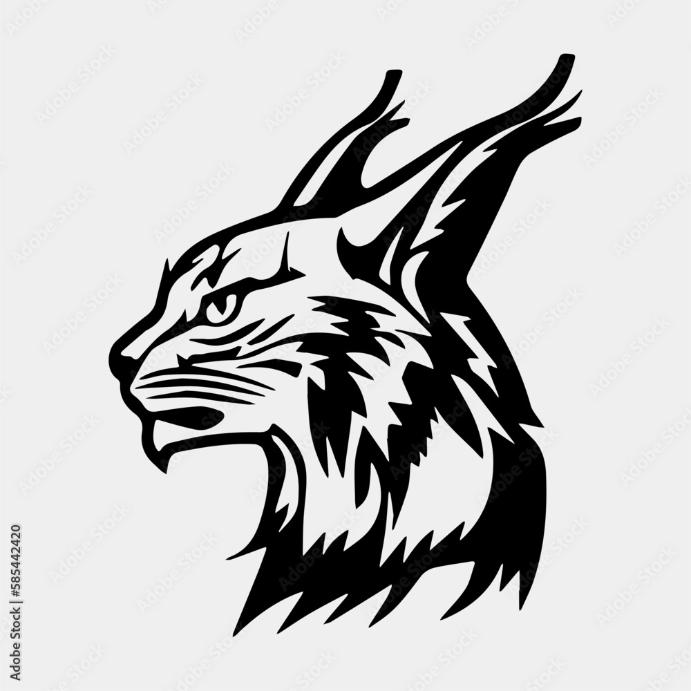 Obraz premium Wild Lynx Head vector logo design Silhouette