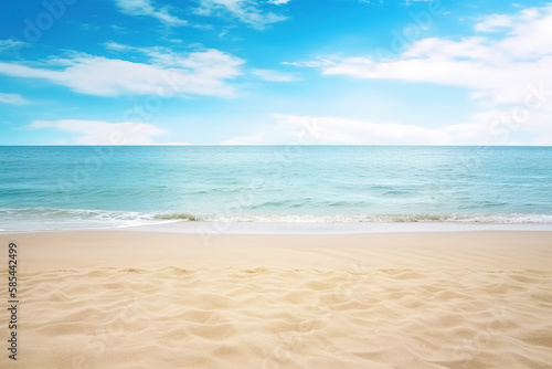 Beautiful empty tropical beach and sea landscape background. Created with Generative AI Technology © dewaai