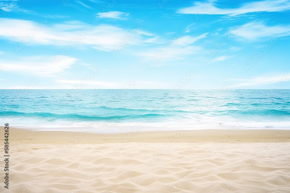 Obraz premium Beautiful empty tropical beach and sea landscape background. Created with Generative AI Technology