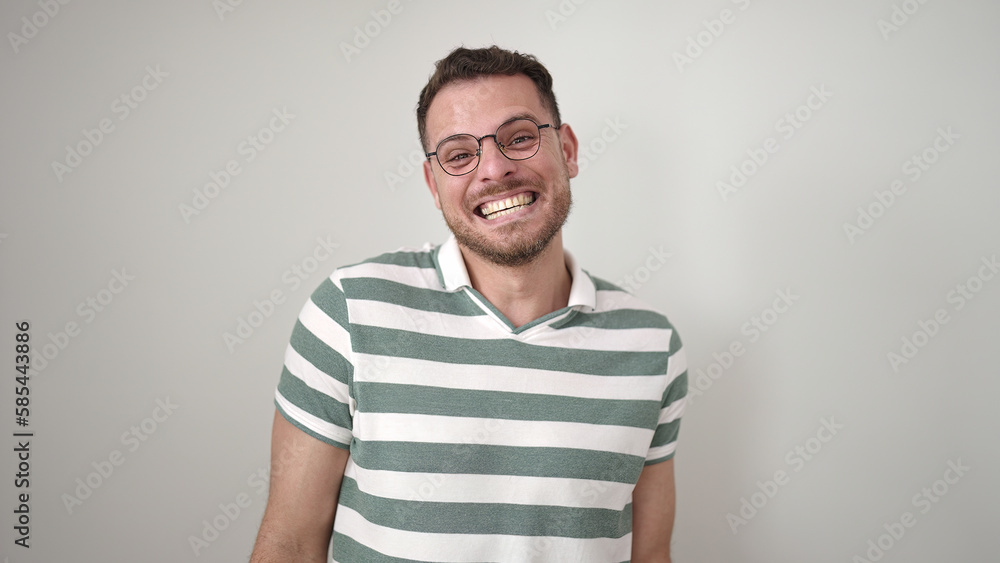 Young caucasian man smiling confident over isolated white background Young caucasian man smiling confident over isolated white background