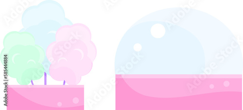 Печатьbright vector illustration of cotton candy machine, sweet snack, street food, sweets for children