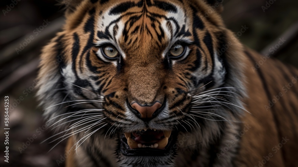 Naklejka premium A giant dangerous tiger - created by generative AI