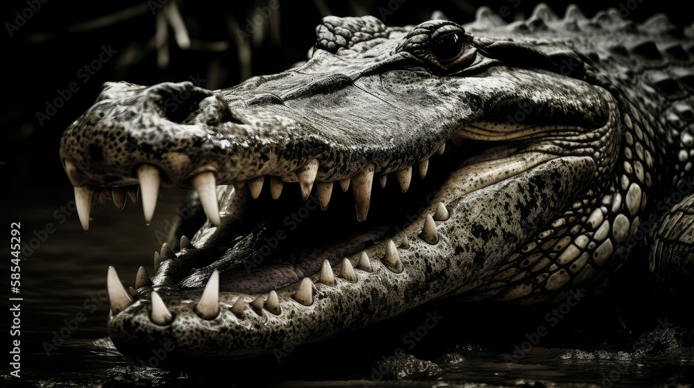 Fototapeta premium Close up of a dangerous crocodile - created by generative AI
