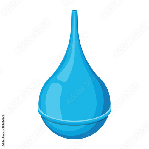 Medical pear rubber blue enema for cleaning intestines and treating diseases.Colorful flat medicine pharmaceutical vector illustration icon isolated on white background.