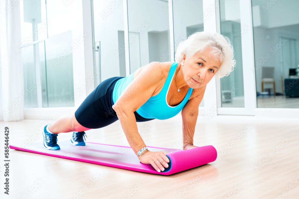 Senior woman doing yoga, Generative AI Senior woman doing yoga, Generative AI