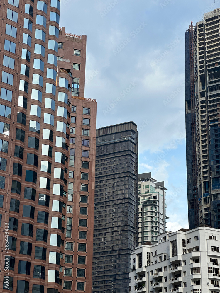 Low angle view of cityscape of Kuala Lumpur