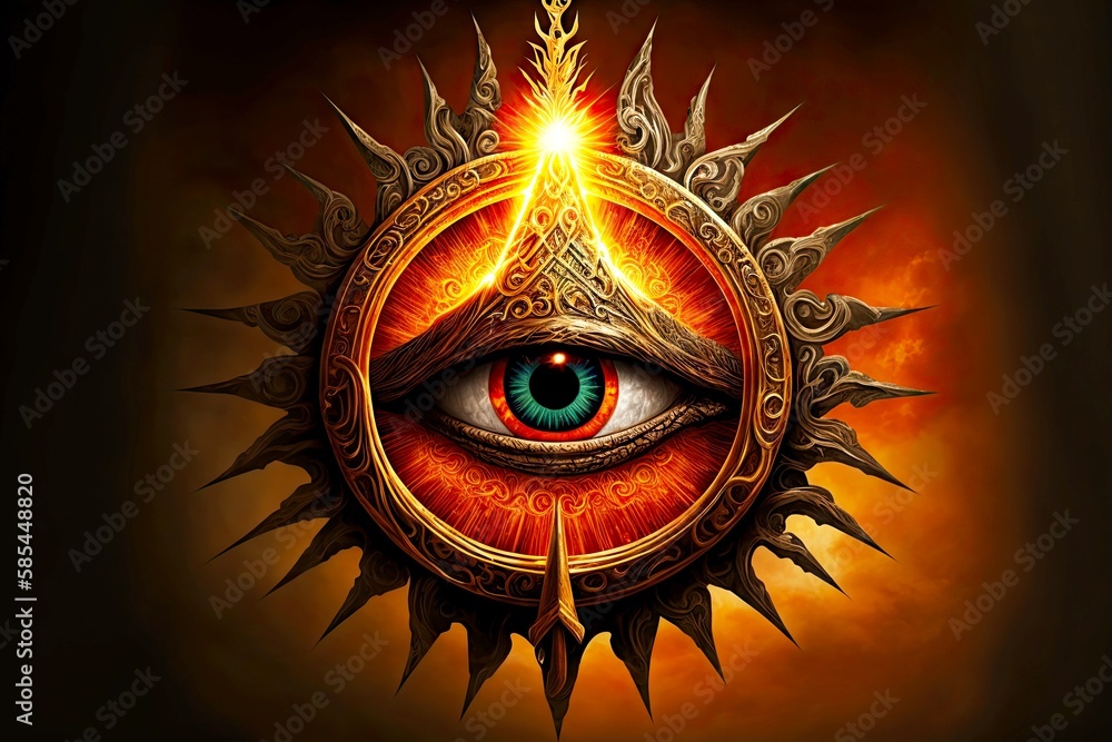 Mystical embodiment of universal evil in form of burning evil eye in ...