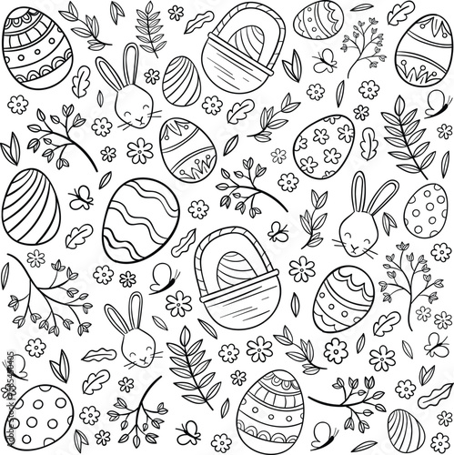 Eggsplore Easter: Fun and Playful Doodle Pattern Eps