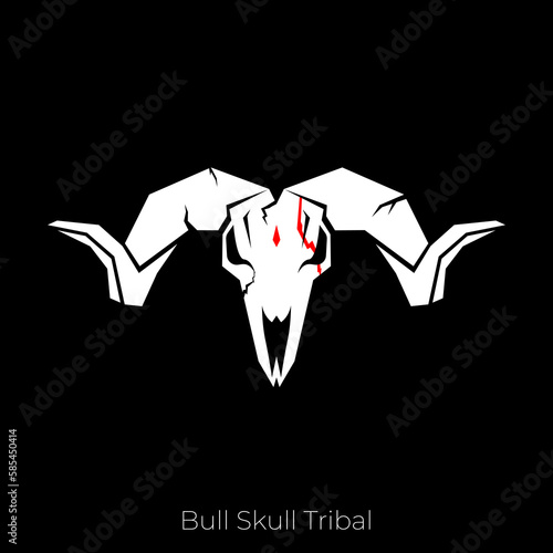 goat head skull logo design. scary goat illustration. goat logo for apparel or biker. animal skull scare with horn logo. 