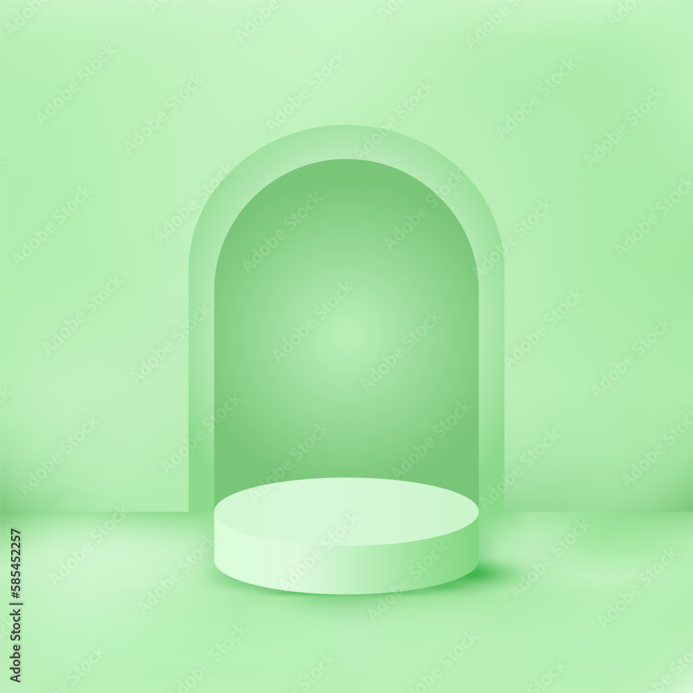 Cylinder podiums on green background. Abstract pedestal scene with geometrical. Scene to show cosmetic products presentation. Mock up design empty space. Cylinder podiums on green background. Abstract pedestal scene with geometrical. Scene to show cosmetic products presentation. Mock up design empty space.