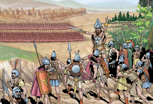 The Etruscan king Lars Porsena in Lazio. The Etruscan army advanced into Latium to attack the Latin villages