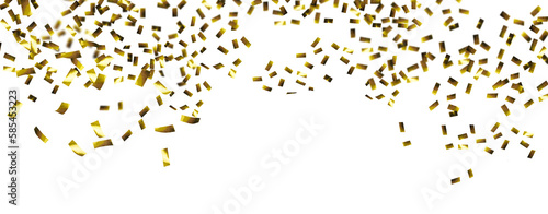 falling gold confetti texture overlay, isolated on transparent background banner with selective motion blur