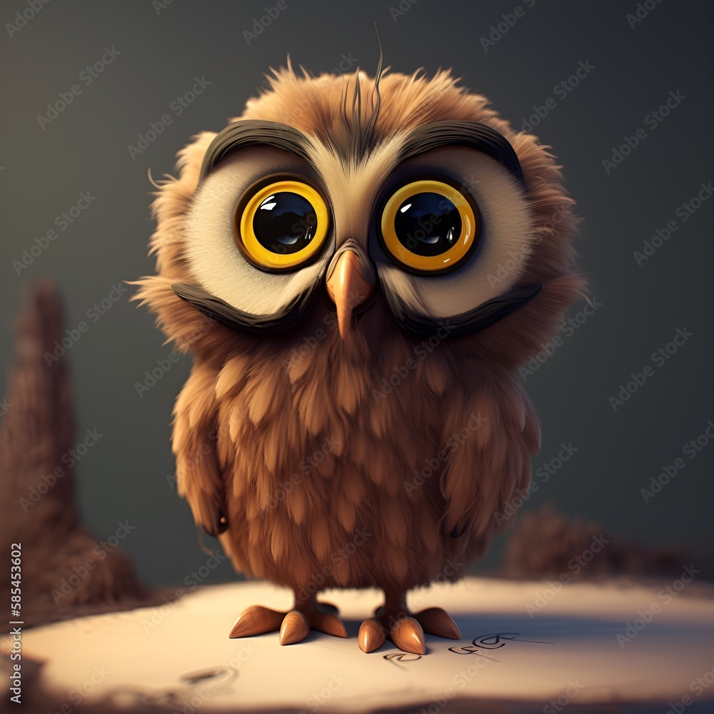 Fototapeta premium Cute looking owl, cartoon style