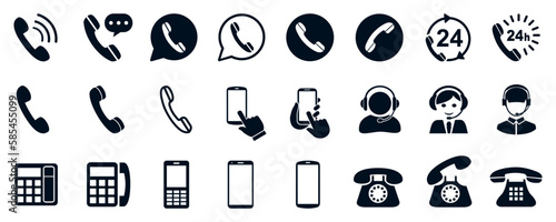 Phone set buttons. Various phone related icon sets. Call, mobile, smartphone, telephone, device, gadget, contact icons - for stock