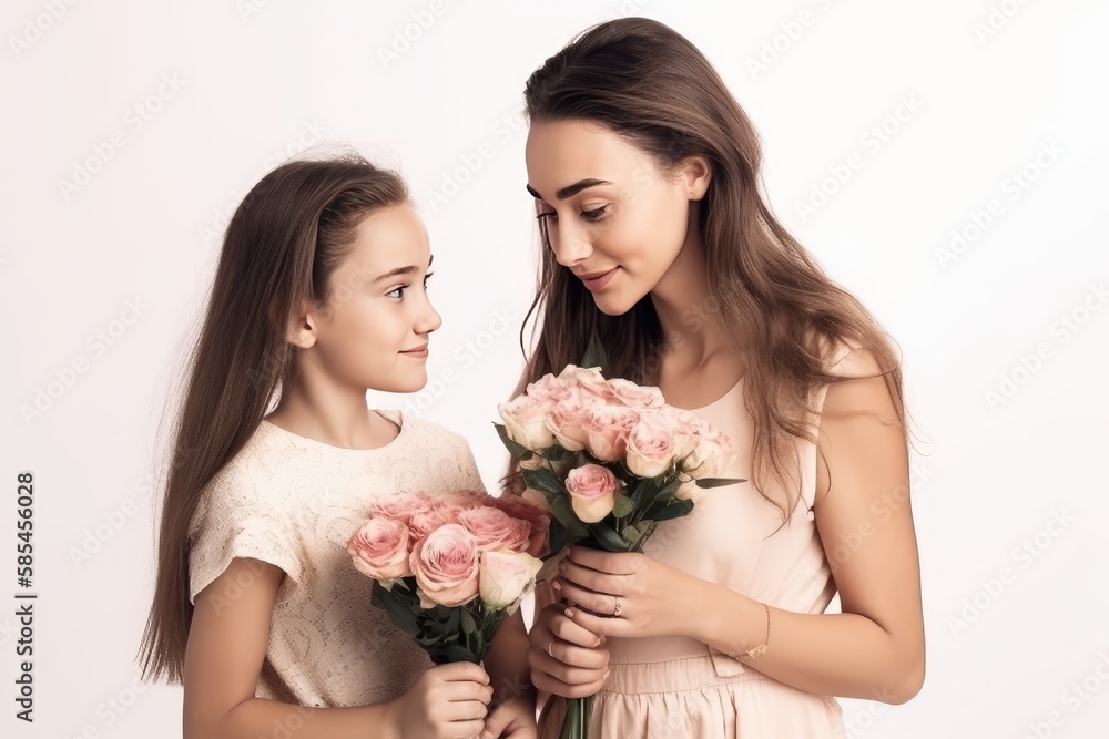 mother and child with flowers mother and child with flowers