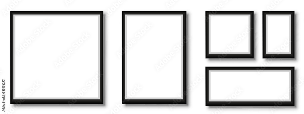 Set photo frame, frame with shadow, picture frames in different forms - stock vector Set photo frame, frame with shadow, picture frames in different forms - stock vector
