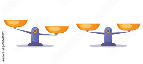 Scale weight weigh libra balance imbalance concept. Vector graphic design illustration

