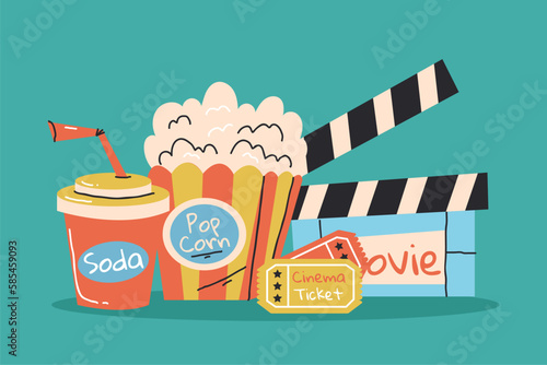 Film cinema retro style entertainment movie vintage poster concept. Vector graphic design illustration