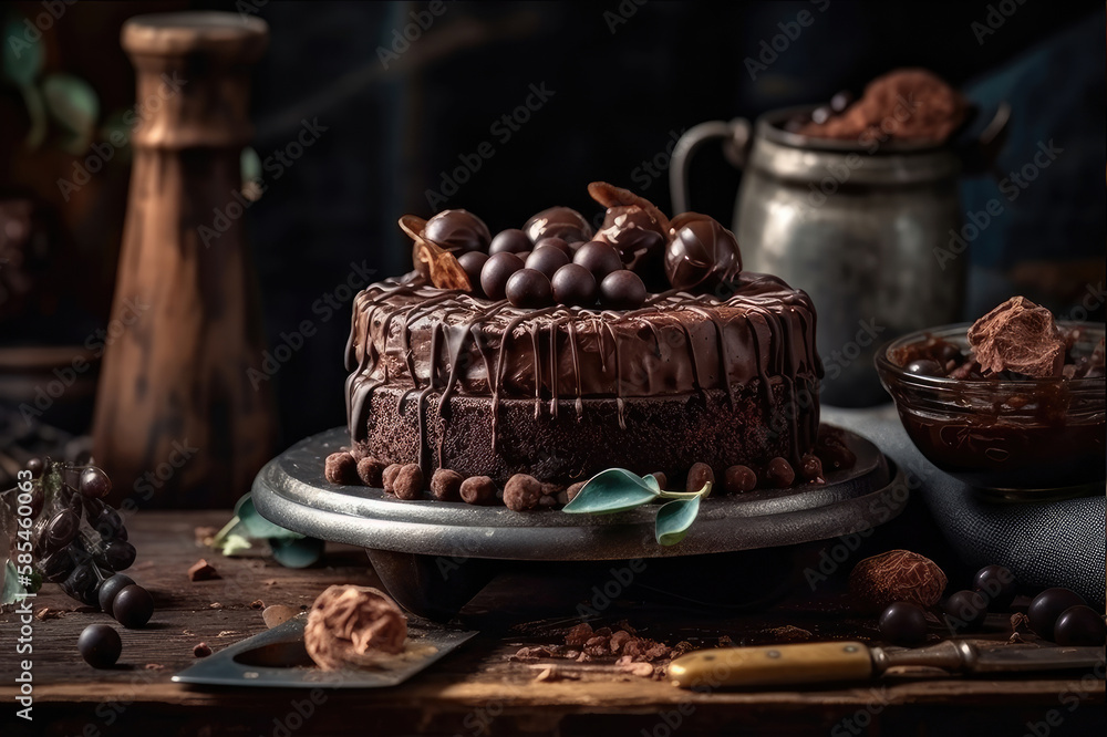chocolate cake on the table Generative AI chocolate cake on the table Generative AI