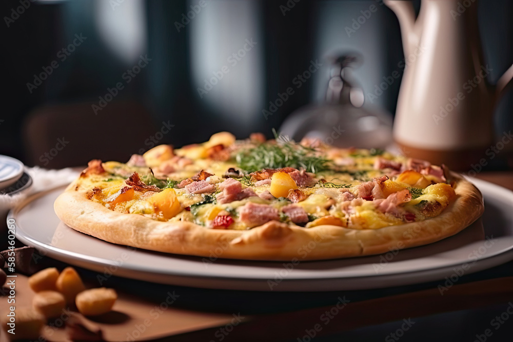 pizza on a plate Generative AI