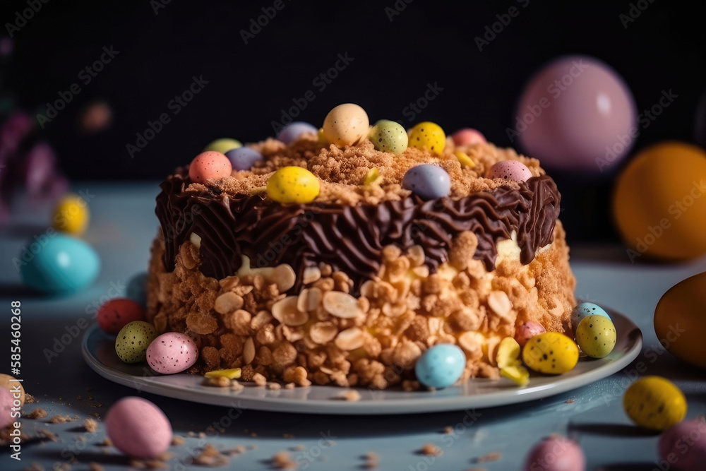 Easter cake on the table Generative AI