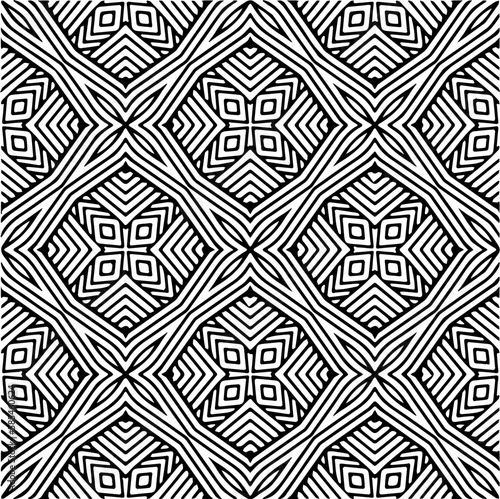 Wallpaper Mural Vector geometric seamless pattern. Minimal ornamental background with abstract shapes. Black and white texture. Simple abstract ornament background. Dark repeat design for decor, fabric, cloth. Torontodigital.ca