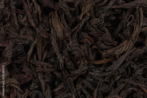 Black tea leaves close up