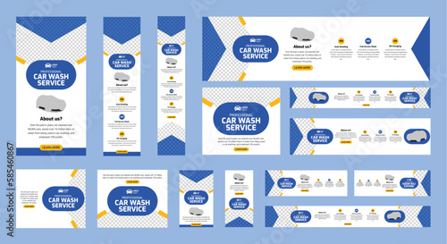  car wash service ad banner, auto repair shop banner bundle, car wash servicing company ad banner template bundle, car rental social media cover
